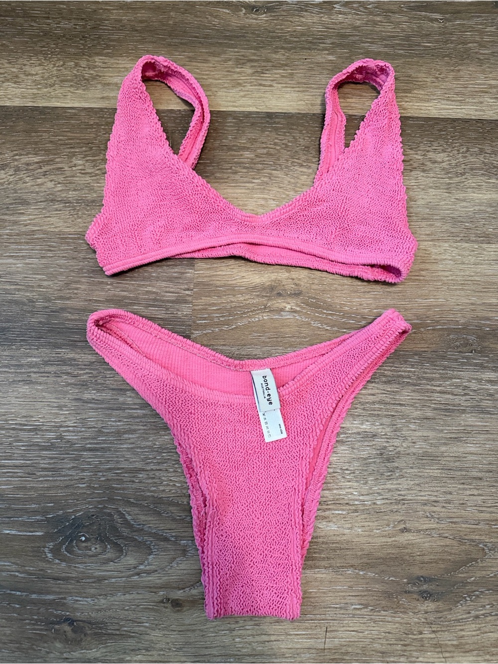 bond-eye Pink Textured Bikini Set